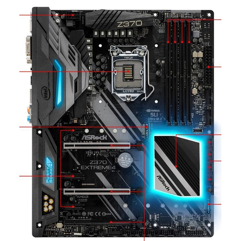 ASRock Z370 Extreme4 LGA 1151 (300 Series) Intel Z370 HDMI SATA 6Gb/s USB 3.1 ATX Intel Motherboard