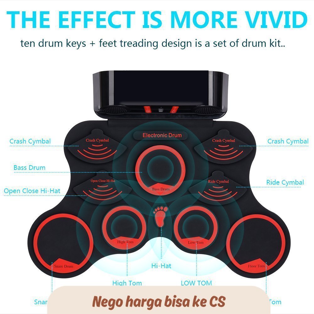 LL Hand electronic drum 9 Pad Roll Up Drum Kit silicone hand drum kit children percussion