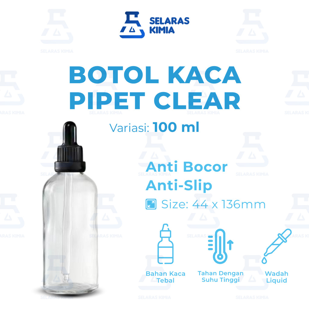 Botol Pipet Kaca Bening Segel 100ml / Botol Kaca 100ml Segel Clear / Botol Kaca Clear 100ml Pipet