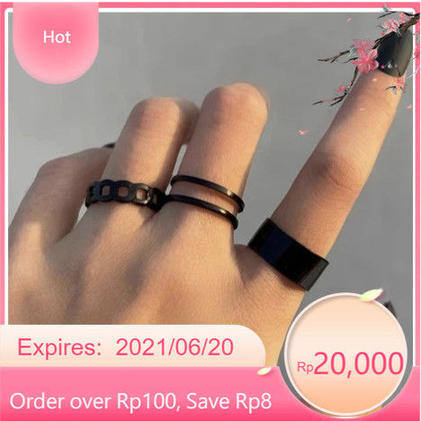 Cincin Set 3 in 1 Ivonette Cincin Fashion 3Pcs Cincin Korea Silver Gaya Punk Aesthetic Cincin Pria k