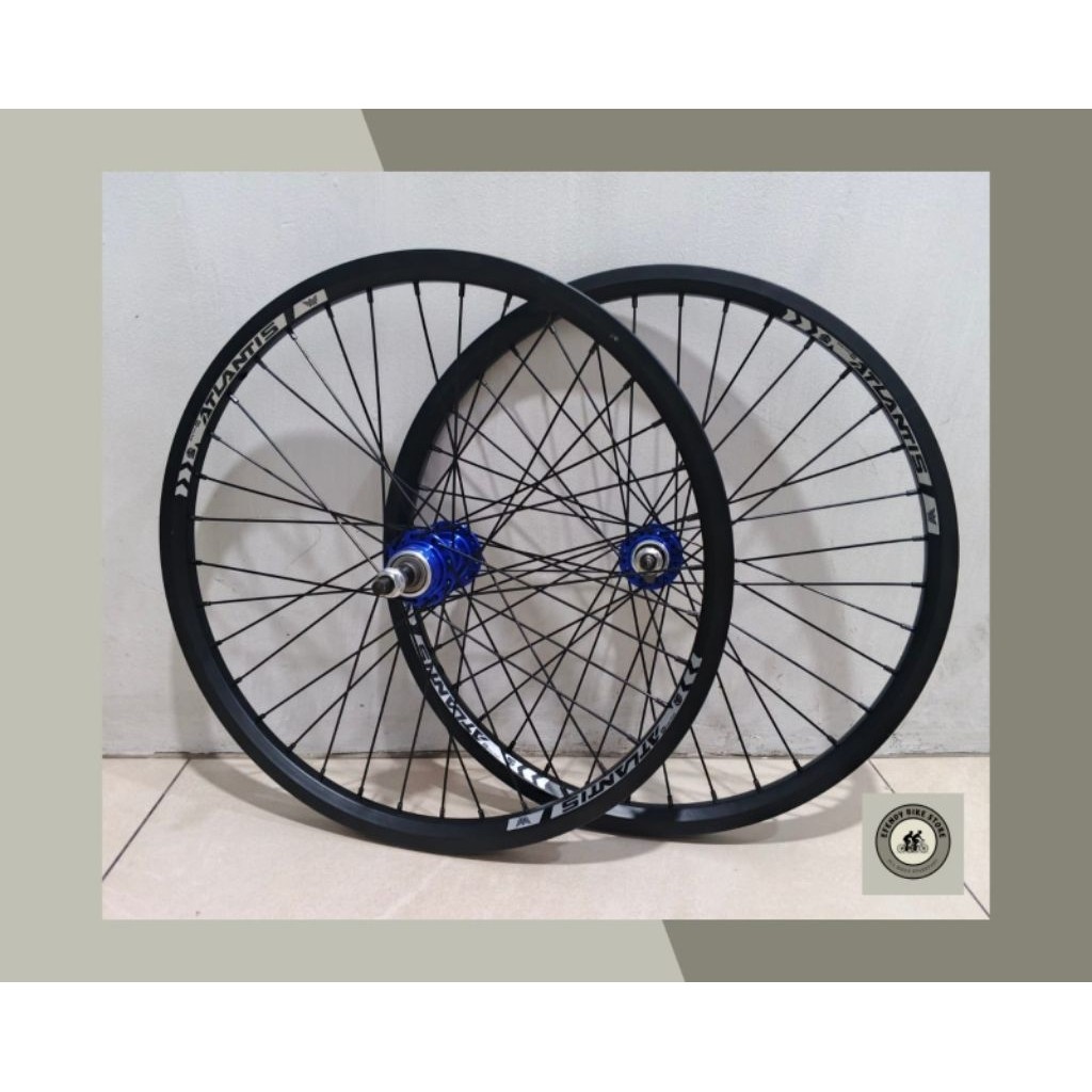 Wheel Set Atlantis Hub Biru Alloy Wheel set 20 x 175 Hub Biru Alloy 36 Hole  Velg Jadi Pelk Jadi 20 