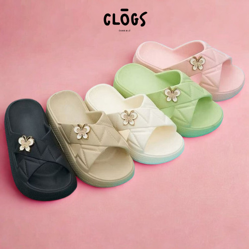 SKL - Sendal Wedges Wanita Model Silang Bonus Jibitz Sendal Wanita Model Kekinian Sendal Anti Slip