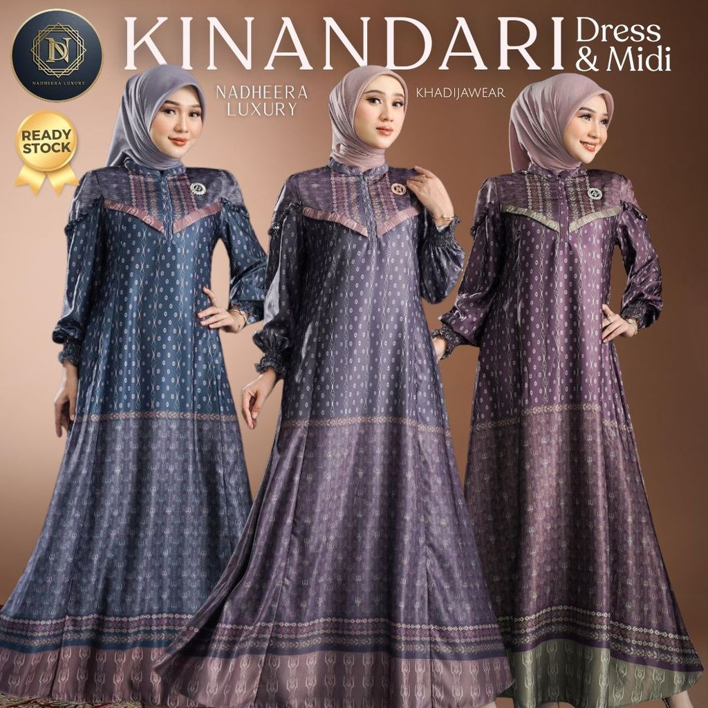[BISA COD] KINANDARI DRESS NADHEERA LUXURY GAMIS MIDI KINANDRI MEWAH MOTIF NADHERA TERBARU