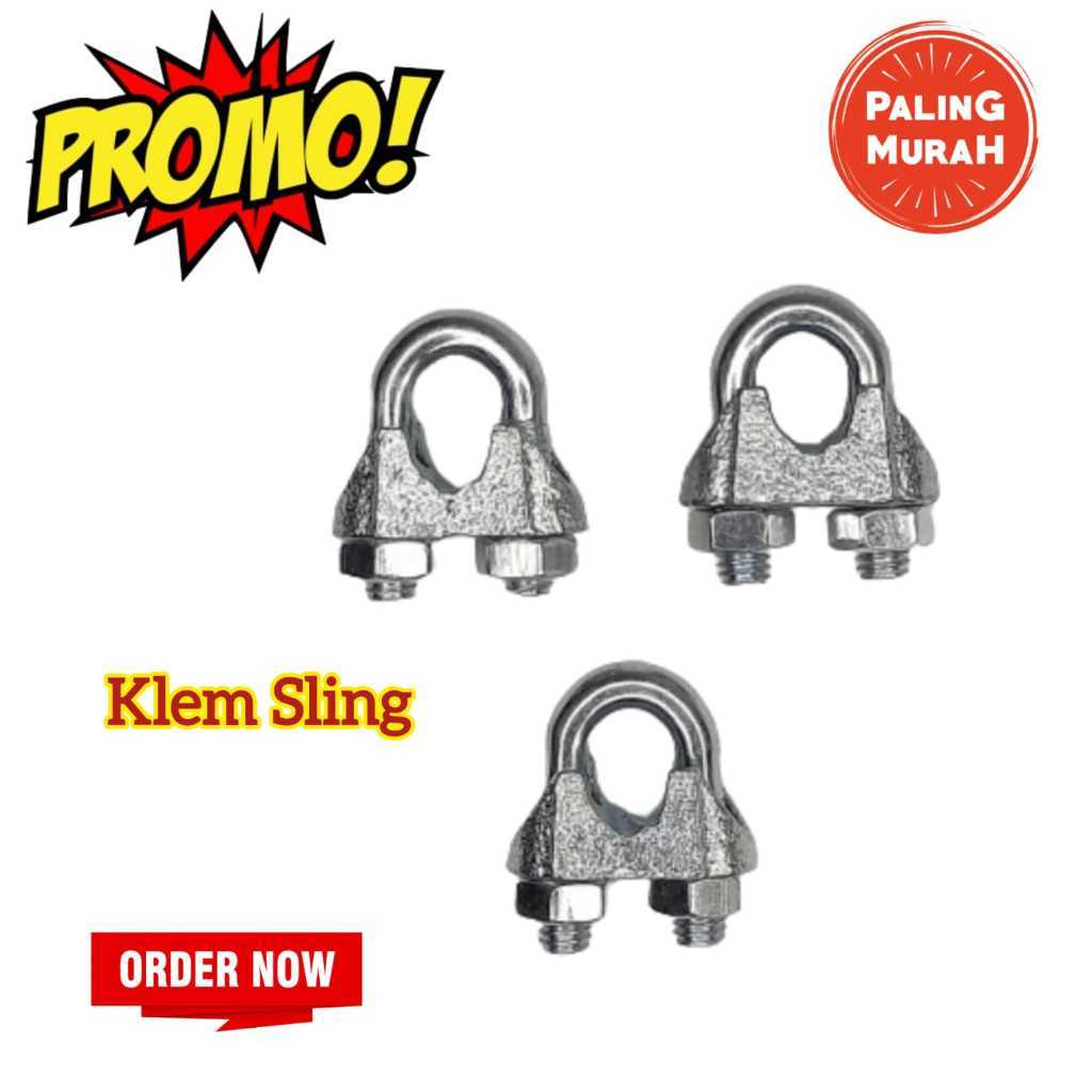 Klem Sling Kuku Macan Ukuran 16mm 20mm 22mm 24mm 26mm 30mm Clamp Seling Tali Kawat Baja Kabel Wire C