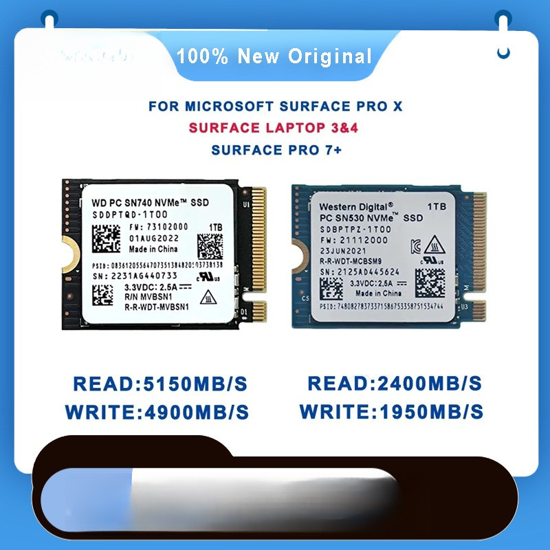 Western gital WD SN740 SN530 M2 2230 SSD 1TB 2TB 512GB NVMe PCIe Gen4 x4 for Microsoft Surface Pro X