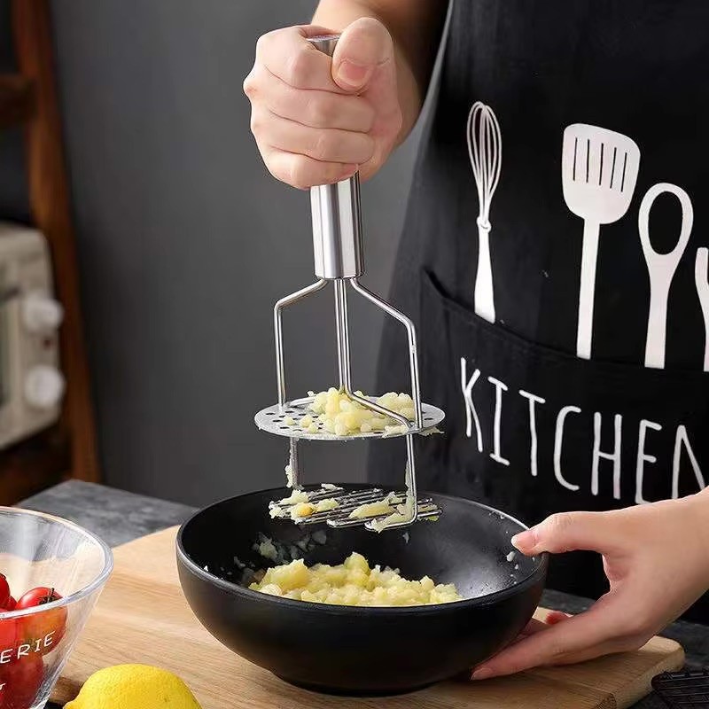 IK Potato Masher Stainless Steel Manual Potato Ricer Garlic Masher Pumpkin Sweet Potato Mud Press Fr