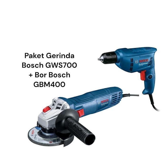 Paket Gerinda Bosch GWS 700 & Bor 10mm Bosch GBM 400 / Bor Beton 13mm GSB 600 - GWS700+GBM400