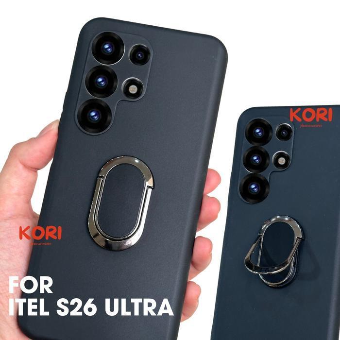 Case For ITEL S26 ULTRA Softcase Silicone Premium RING Stand Holder Bracket Magnetic Slim Matte Sili