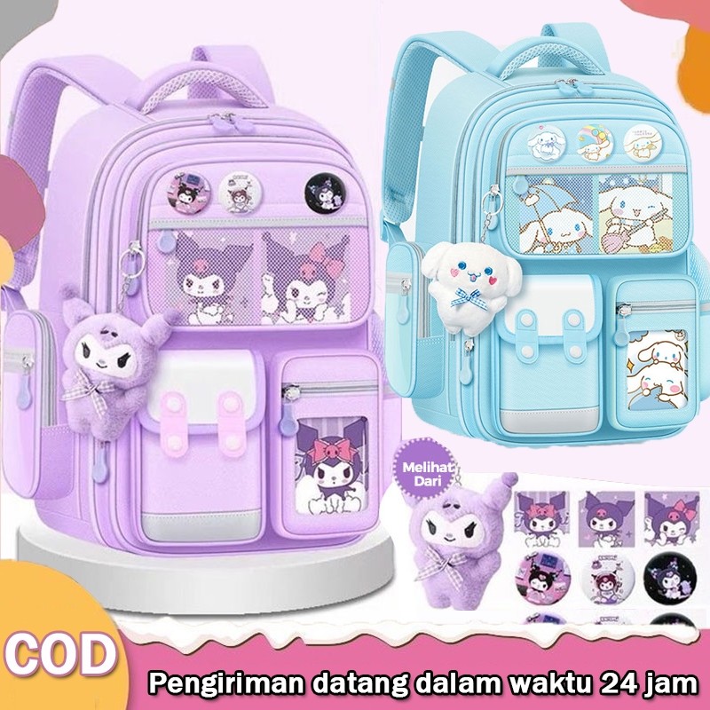 KOKKISHOP  Tas Sekolah Kuromi Anti Air Tas Anak Tas Premium Tas Ransel Sekolah Kelas 3-6(free gift)