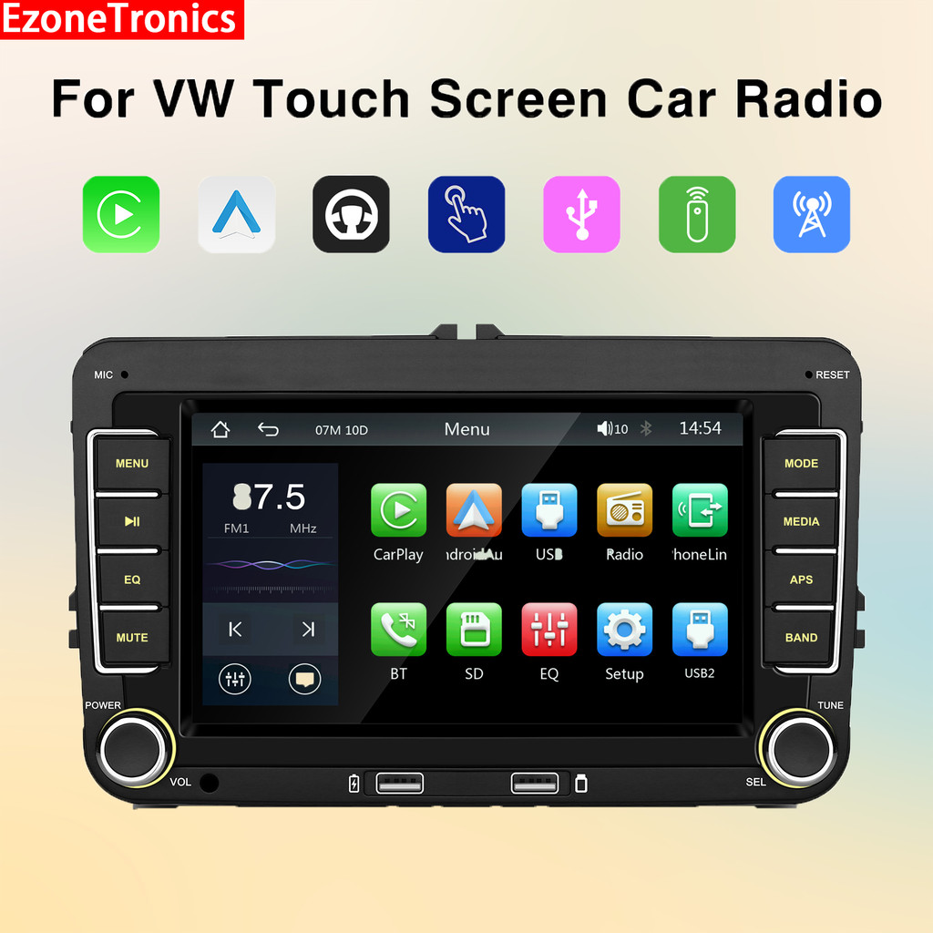 Ezonetronics VW 7in Universal Car Stereo CarPlay Head Unit Bluetooth FM Rao GPS for VW Passat Golf M