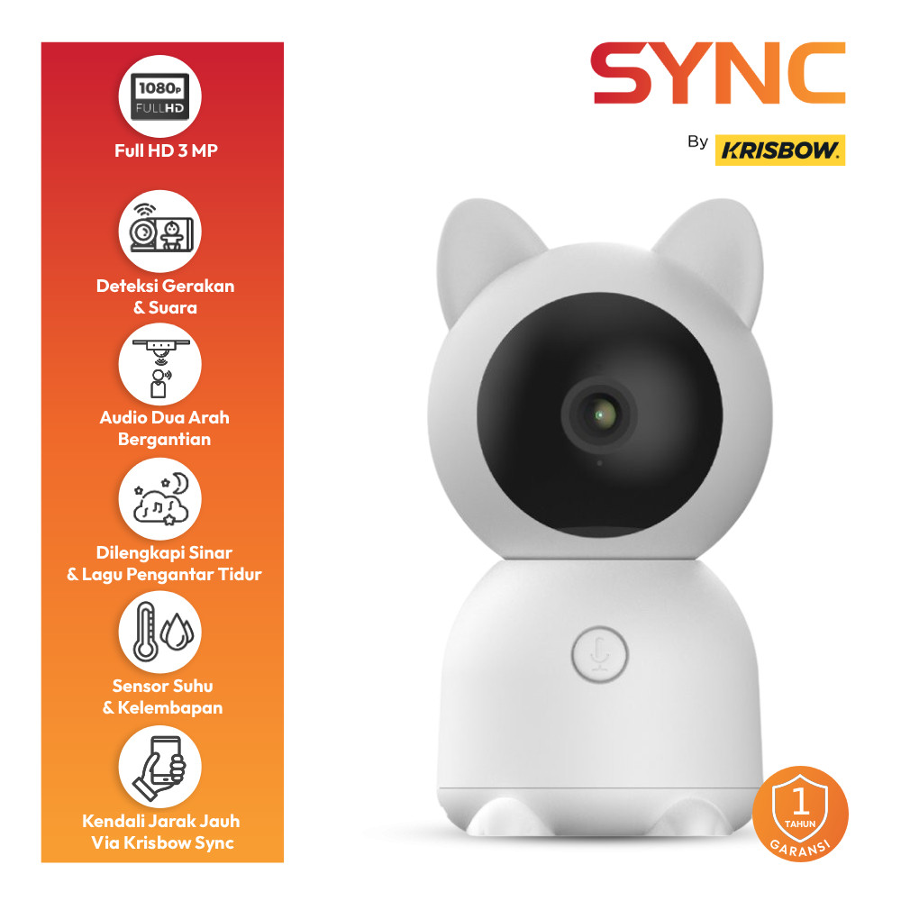 Krisbow Sync Smart Ip Camera Bayi Wifi 3Mp Baby 6T Baby Monitor Cam Cctv Camera Tanpa Kabel Mini Kec