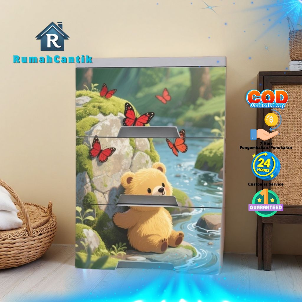 RumahCantik - Lemari Plastik Modern Dengan Hiasan Stiker
