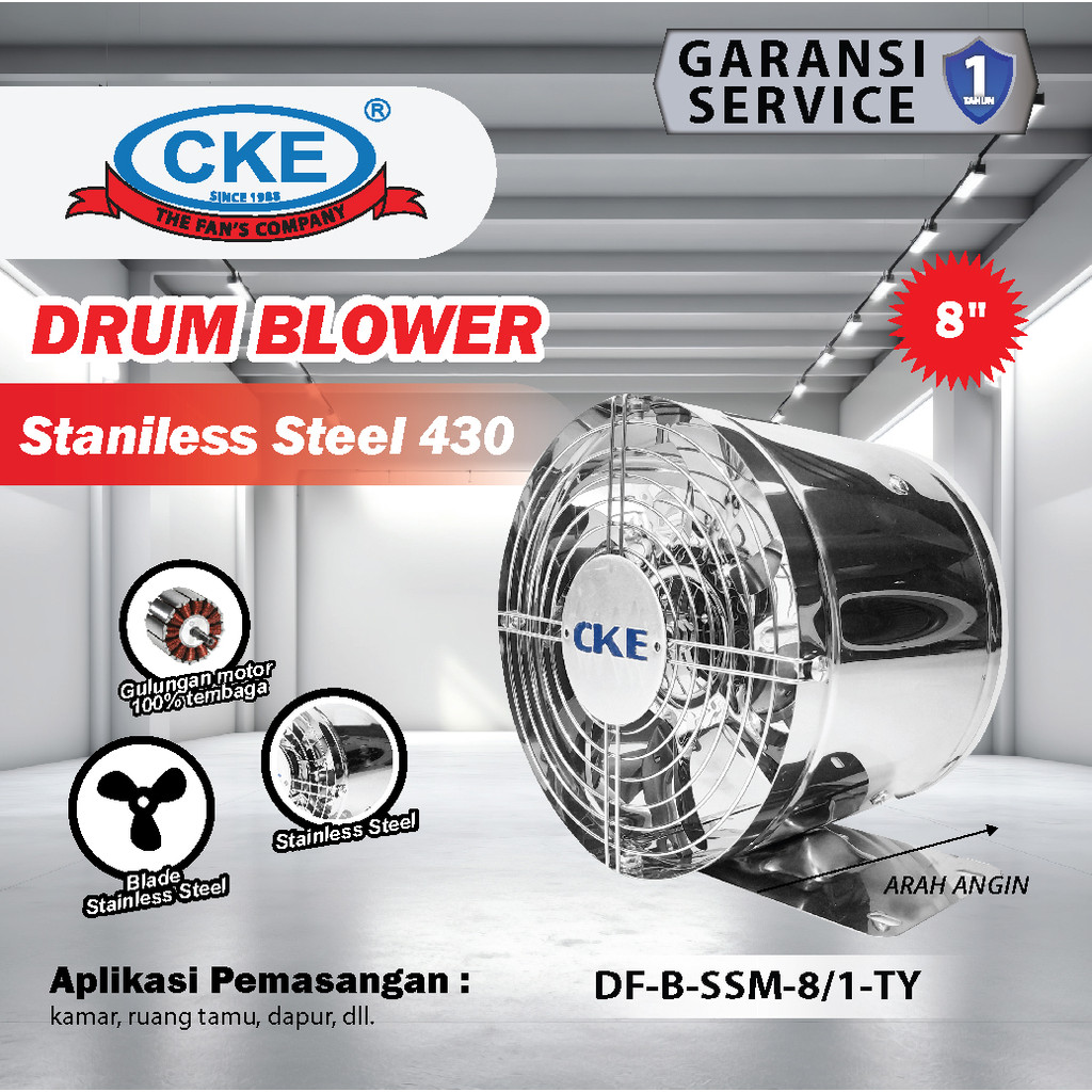 CKE  Mini Inline Duct Fan 8 Inch Metal Stainless Steel Air Booster Exhaust Fan