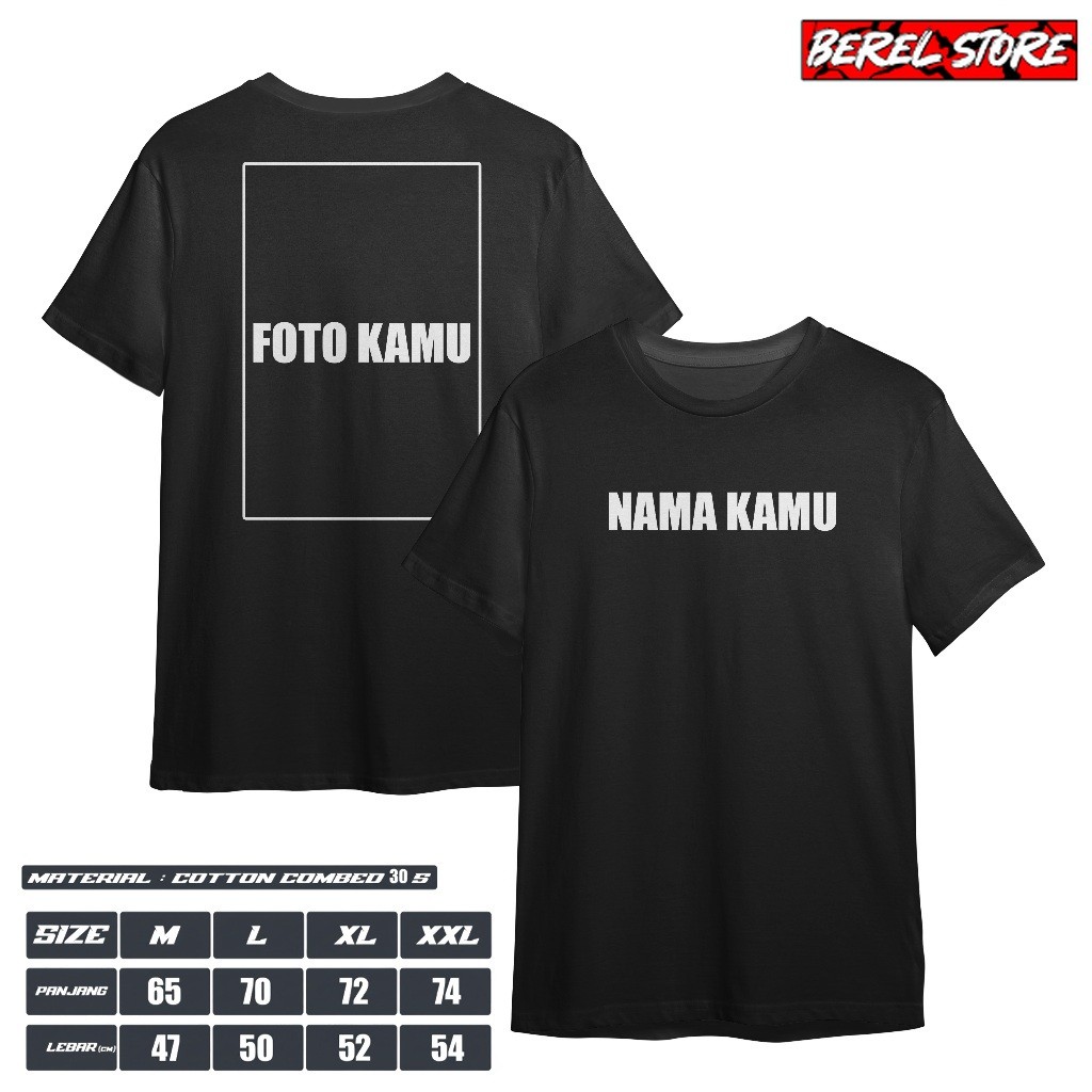 SEHARI JADI  Baju Kaos Custom Depan Belakang Bebas Pakai Foto Logo Dan Nama Suka Suka Sendiri