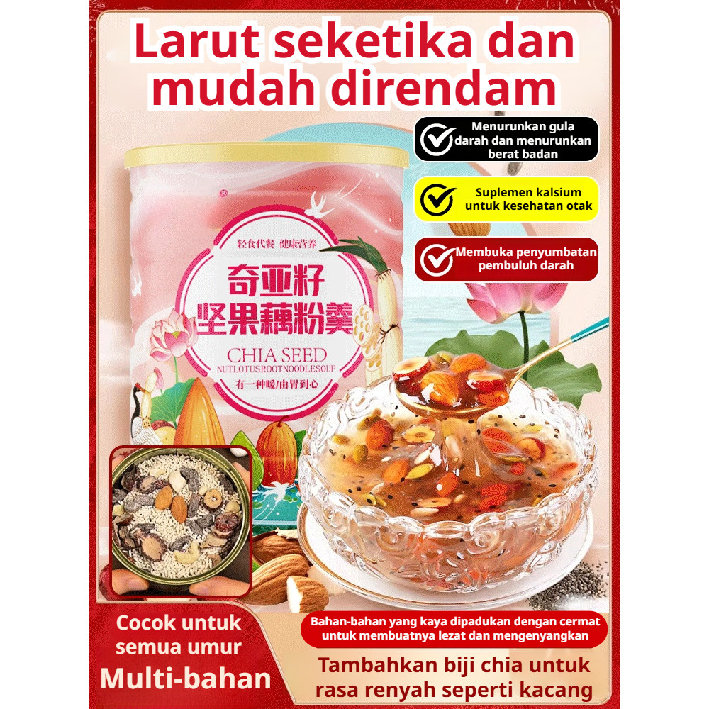 Bubuk Chia Seed Dan Teratai Dengan Kacang / Minuman Sehat Kaya Serat Dan Protein / Sup Biji Chia Dan