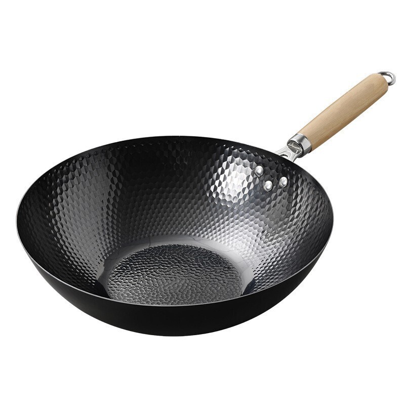 Household frying pan cooked iron uncoated pan traditional frying pan flat frying pan nonstick pan