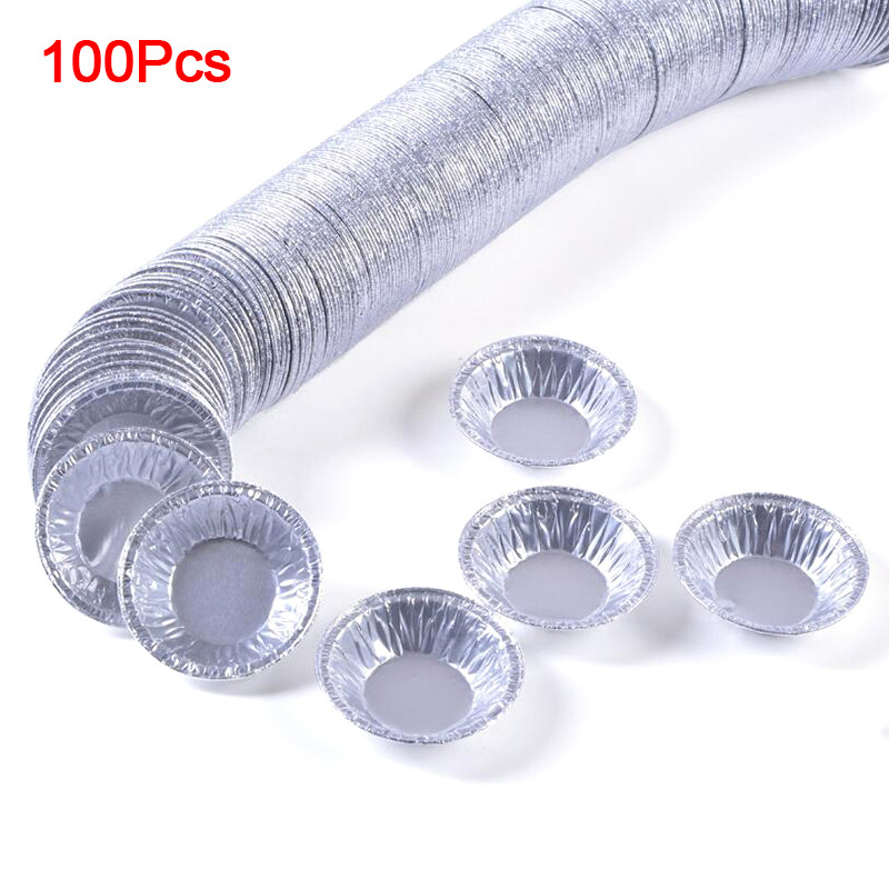 100pc Round Aluminum Foil Portuguese Egg Tart Base Baking Mold Cookie Muffin Egg Tart Fresh sposable