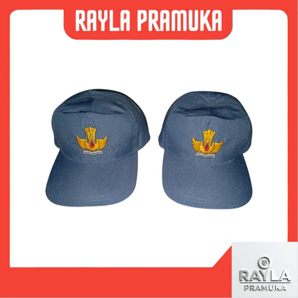 Topi SMA bordir abu full Karet Gesper