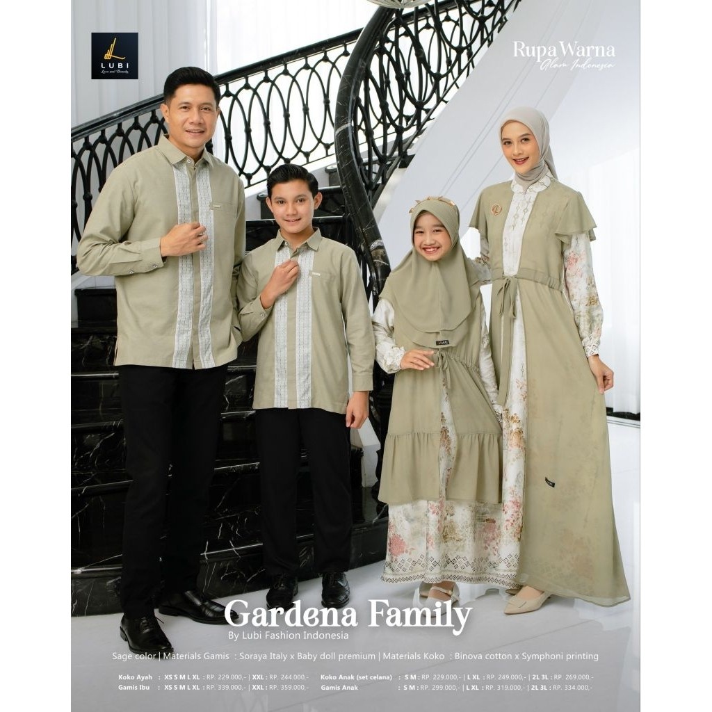 Lubi Sarimbit Gardena Sage Green 2026 | Sarimbit Lubu Terbaru Kekinian 2026 | Gamis Lubi Layer Premi
