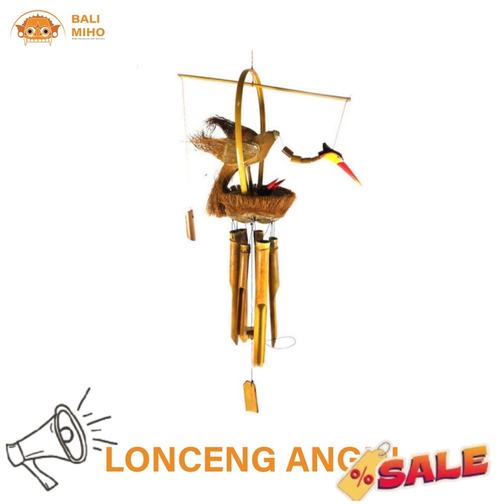 Lonceng Angin Bambu Motif Burung - Genta Angin Bambu - Gantungan Bambu - Lonceng Bambu - Lonceng bur