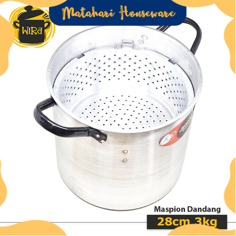 Maspion Panci Dandang Nasi Tinggi + Tutup Aluminium 28cm | Steamer Kukus Besar Jumbo | Kukusan Ubi