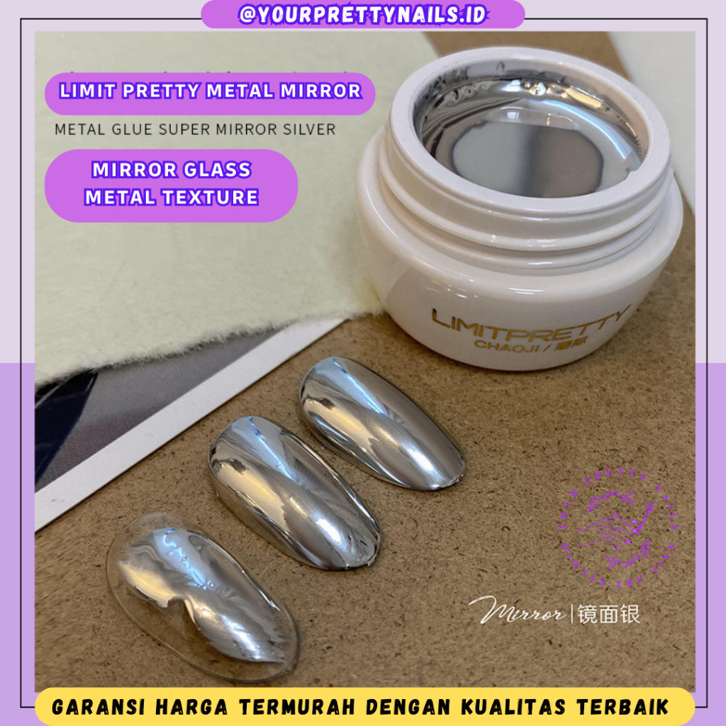 LIMIT PRETTY METAL SUPPER MIRROR GLUE SILVER GLUE JAPANESE STYLE 5GR / JAPANESE NAIL LINER METALIC /