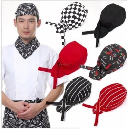 (Style Mall.id) Topi Pirate chef koki topi pirate koki masak - Hitam grs putih