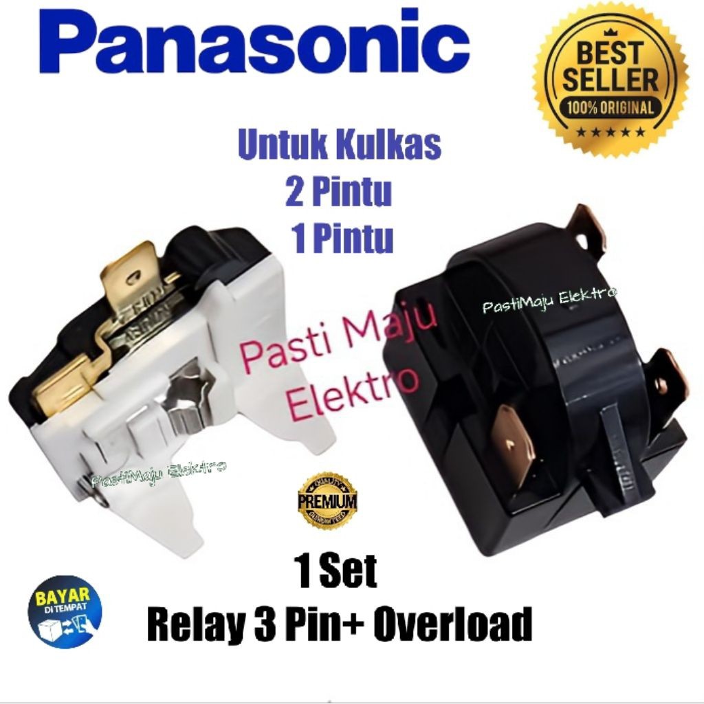 Relay 3 Pin + Overload Untuk Panasonic Kulkas 1 Pintu / Kulkas 2 Pintu- 1 Set Premium Quality