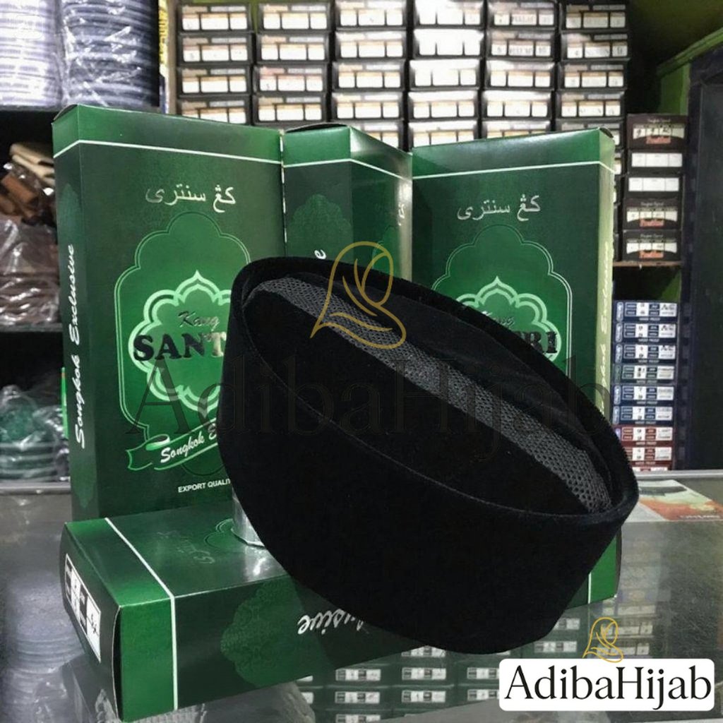 songkok kang santri model ac tengah tinggi 8 9 10 exclusive peci kang santri kopiah hitam polos