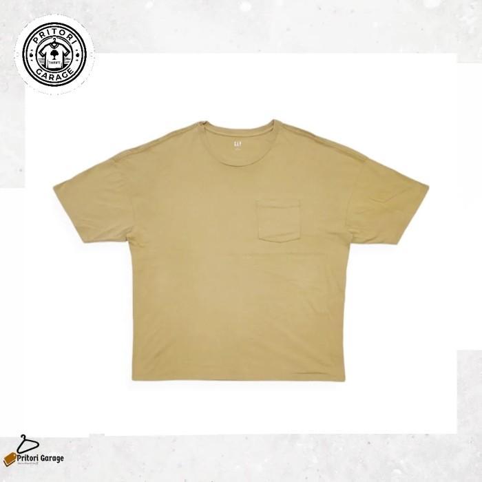 Kaos T-shirt Basic Pocket Tee GAP Cream Brown Color Vintage XL