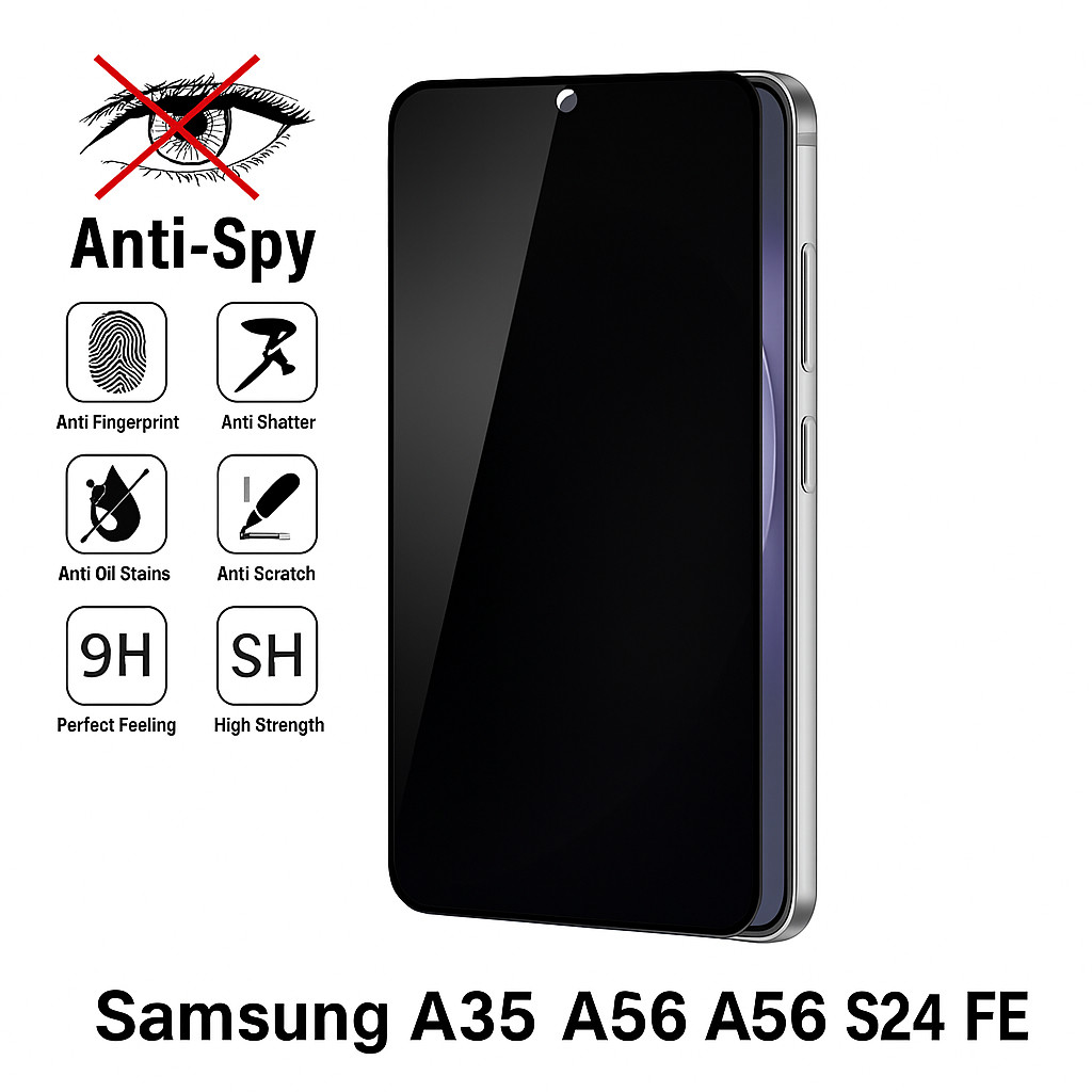 [  SAMSUNG A07 (2025) / A17 (5G) / A26 / A36 / A56 / S24 FE / S25 FE ] ANTI SPY PRIVACY TEMPERED GLA