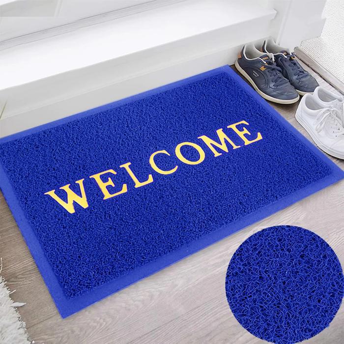 Keset Kaki Welcome Keset Lantai Persegi Panjang - Biru