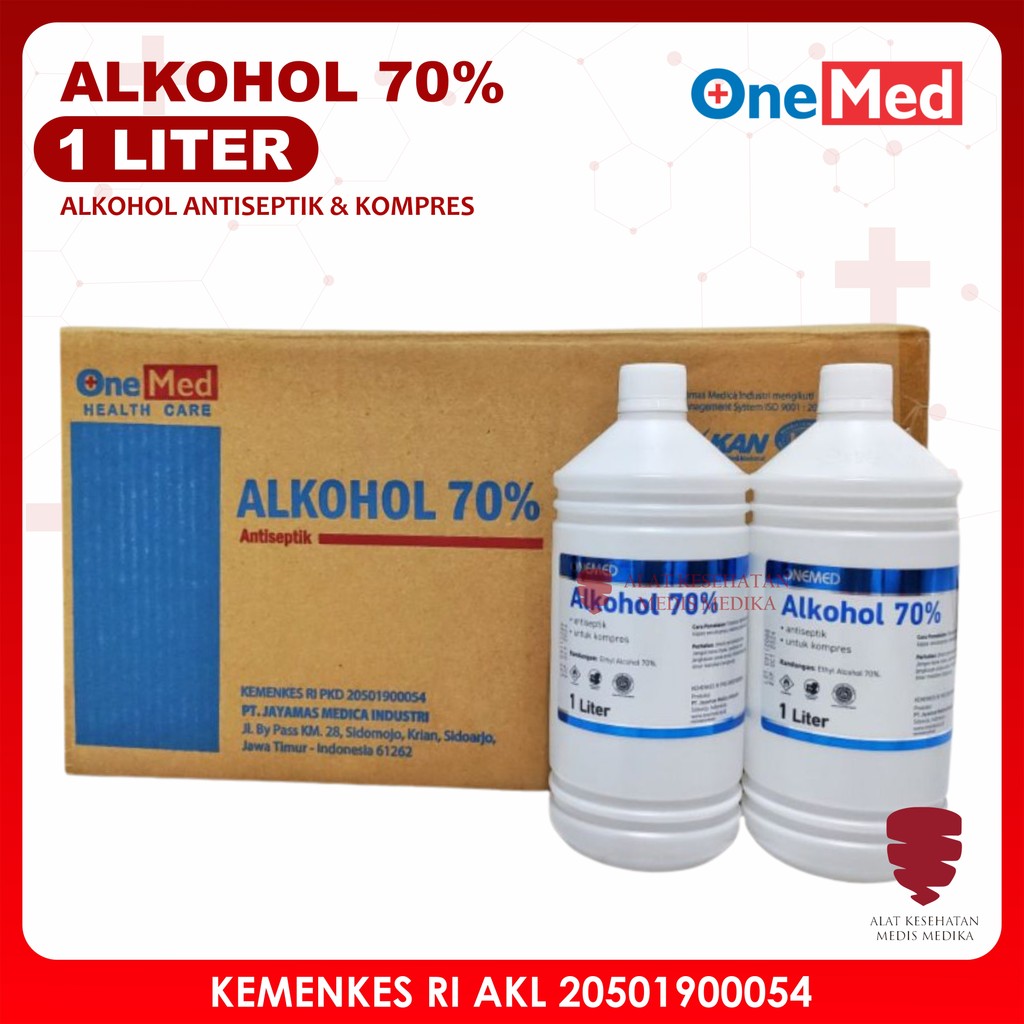 Alkohol 70% 1 Liter Onemed isi 20 Alcohol Antiseptic Antiseptik P3K Obat Pembersih Luka Anti Septik 