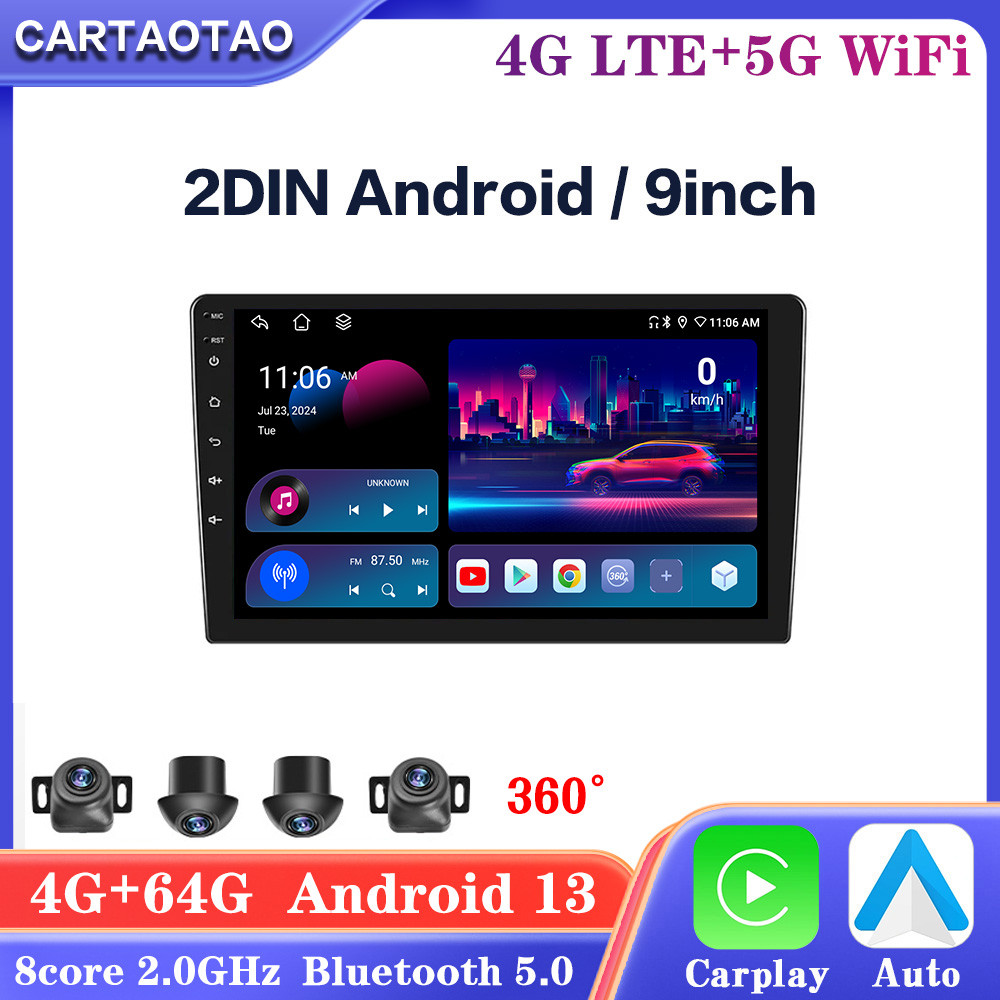 Android 13 Car Rao Carplay GPS Multimea Player For VW Mercedes Benz BMW Au Honda 2n stereo 4G+64G 8c