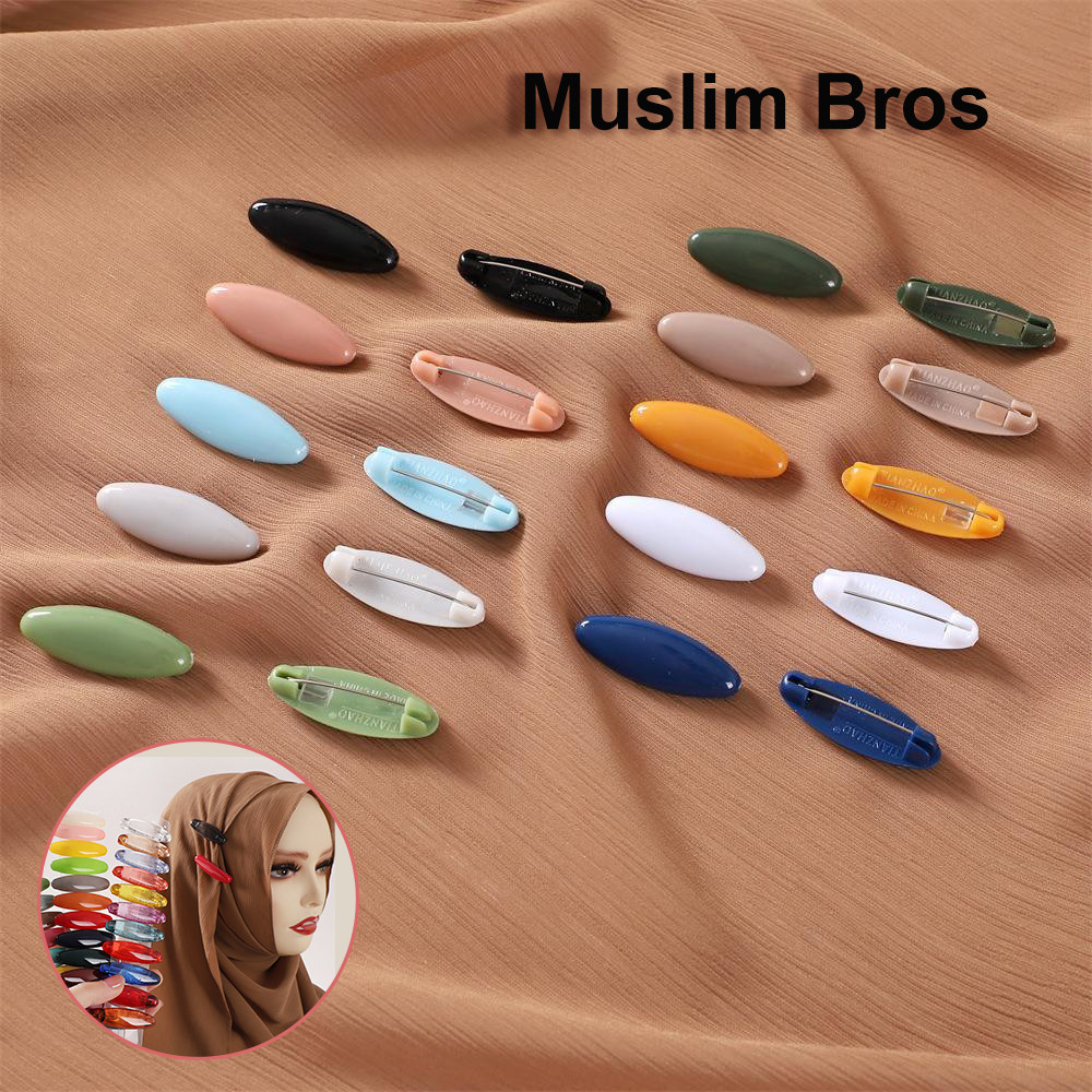 Muslim Peniti Plastik Warna-Warni Untuk Kerudung - Peniti Pengaman Anti Terbuka, Bentuk Oval