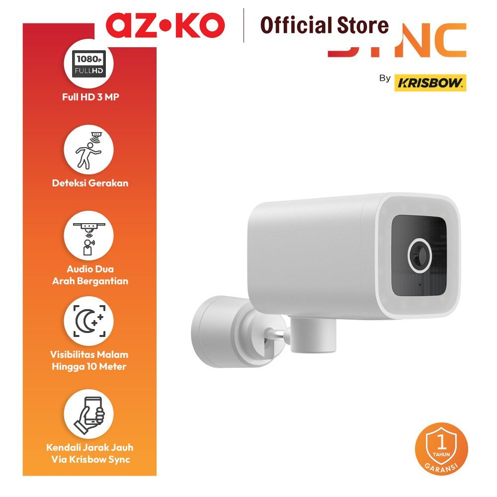 AZKO Krisbow Sync Smart Ip Camera Outdoor Wifi Pt Bullet T5P 3Mp Tanpa Kabel Mini Kecil Jarak Jauh T