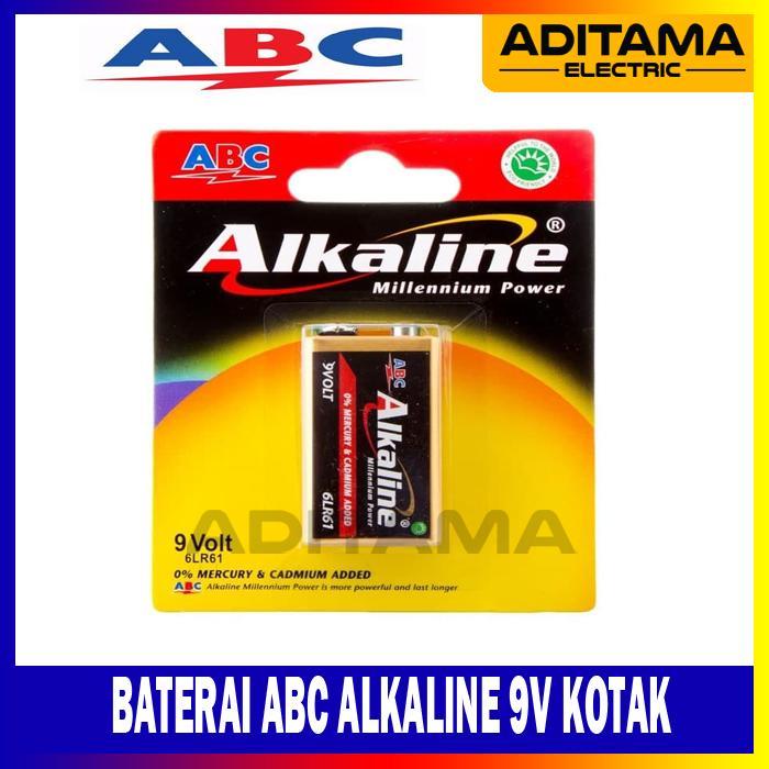 BATERAI ABC ALKALINE 9V / BATERAI KOTAK ABC ALKALINE 9V / ABC ALKALINE BATTERY 9V