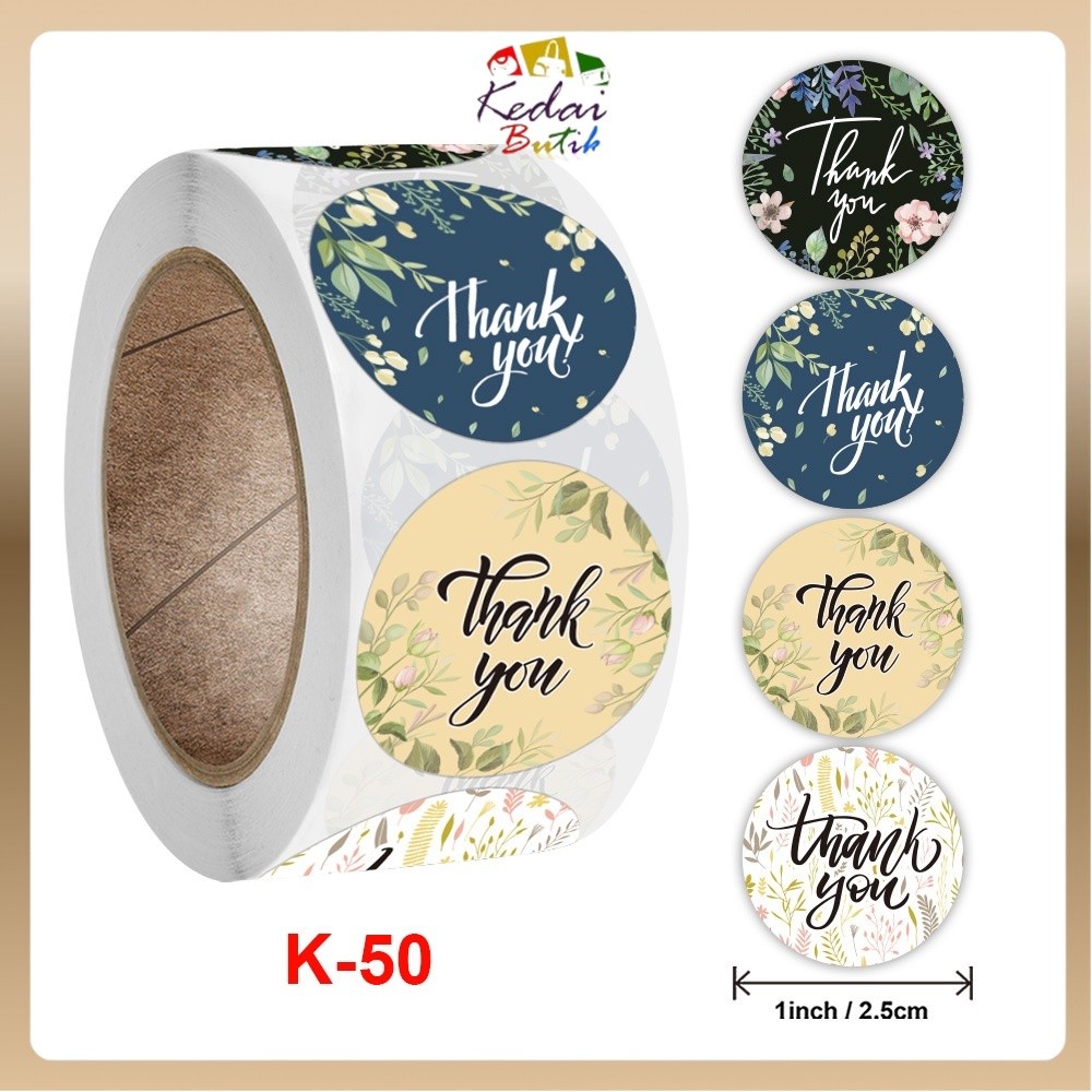 KEDAIBUTIK (SLT04) Pcs Stiker Label Roll Thank You - Sticker Stiker Label Makanan Thank You For Orde