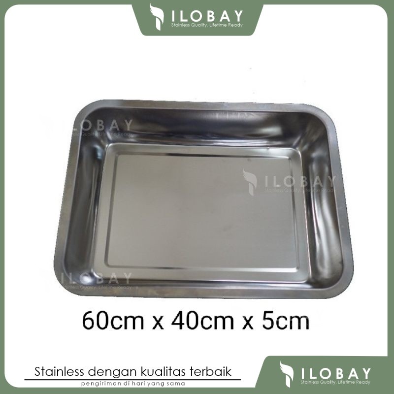 nampan stainless 60 x 40 / nampan baki stainless persegi 60cm x 40cm [ ILOBAY ]
