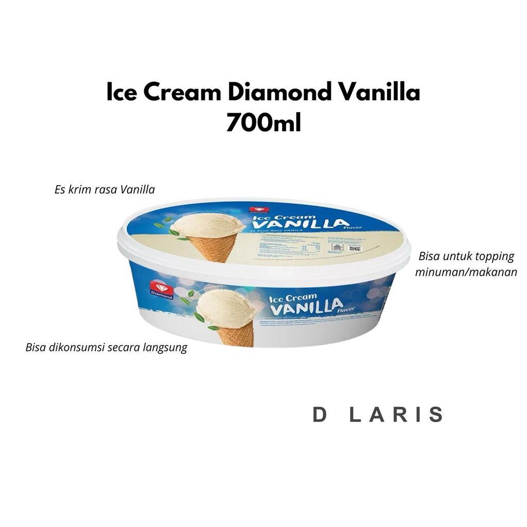Ice Cream Diamond Vanilla 700ml es krim box kecil rasa vanila yang creamy lembut enak