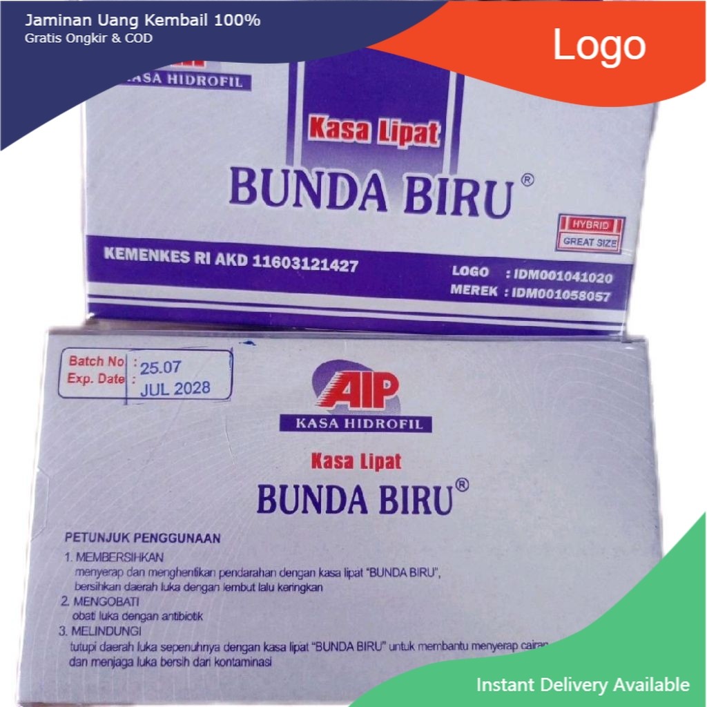 Kasa Lipat Steril Bunda Biru 16x16 cm isi 12 pcs