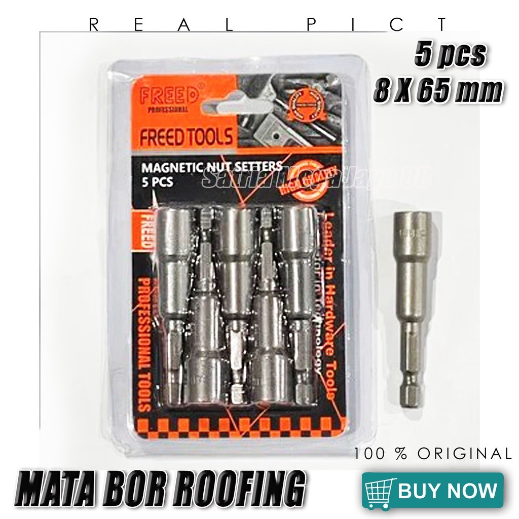 Berkualitas TEKIRO Mata Bor Roofing Magnet 5pcs / Magnetic Nut Setter obeng baut mata bor rufing rou