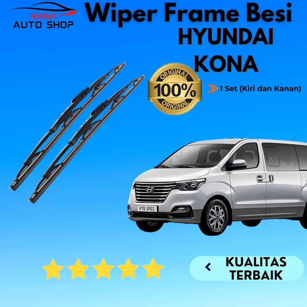 Wiper Metal Blade Mobil Hyundai Kona Frame Besi Konvensional 1 Set Kiri & kanan