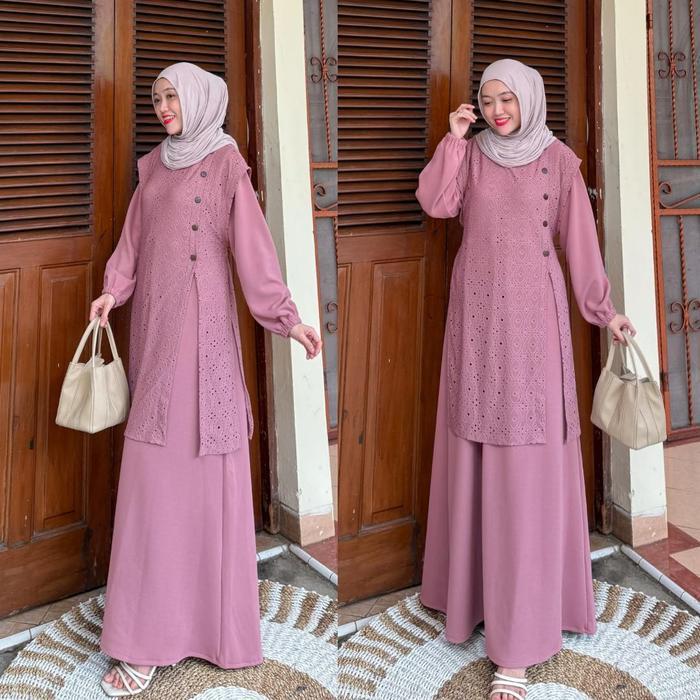 Joley Cloth - Naviera 2In1 Dress + Outer Bordir Lepas Pasang Lembut Outfit Kondangan Elegant Bridesm