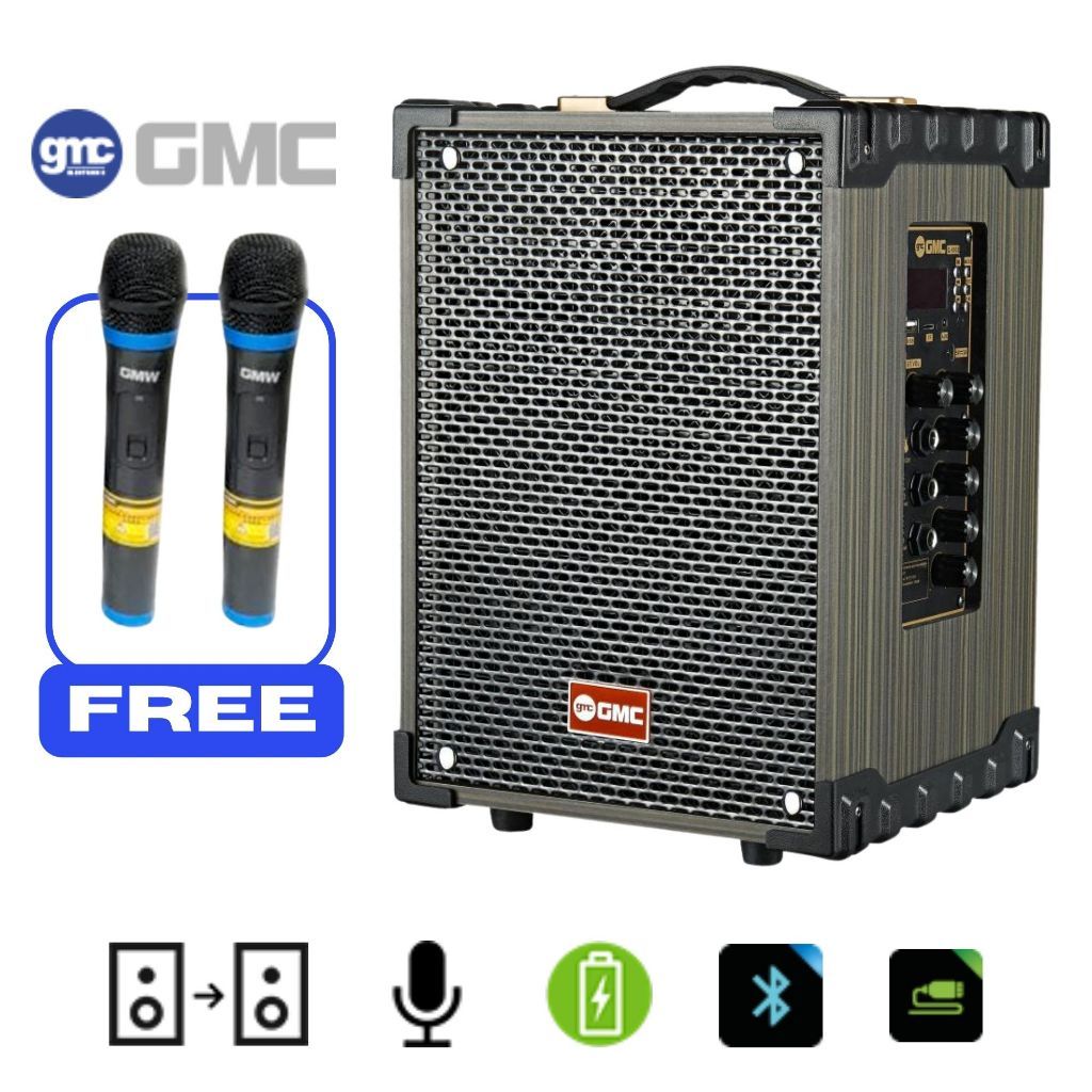Speaker Bluetooth Portable GMC 899P Free 2 Mic Wireless - Bisa untuk Gitar