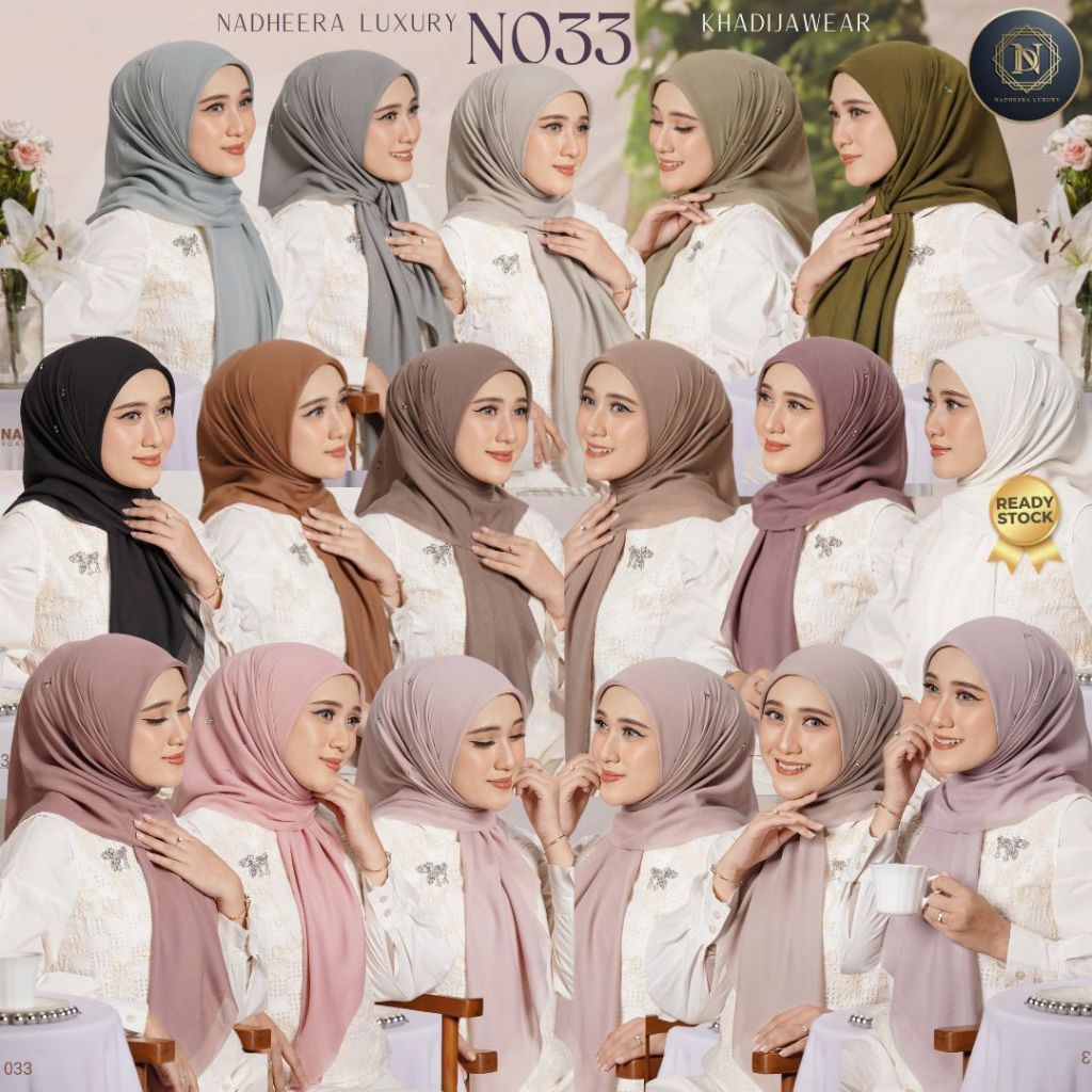 N033 Scarf Nadheera Luxury jilbab SEGIEMPAT POLOS MANIK MEWAH N 33 N 033 N33 VOAL NADHERA New