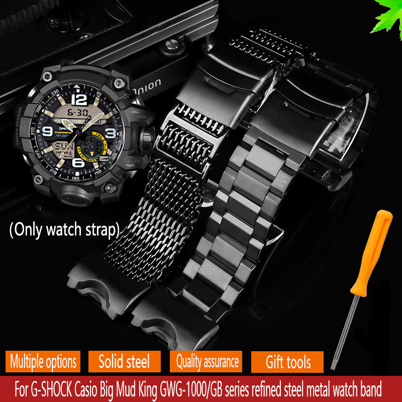 Stainless Steel Wat Band For G-SHOCK Casio Big Mud King Mofied GWG-1000 GB/GG GWG/GSG100 Nylon Canva