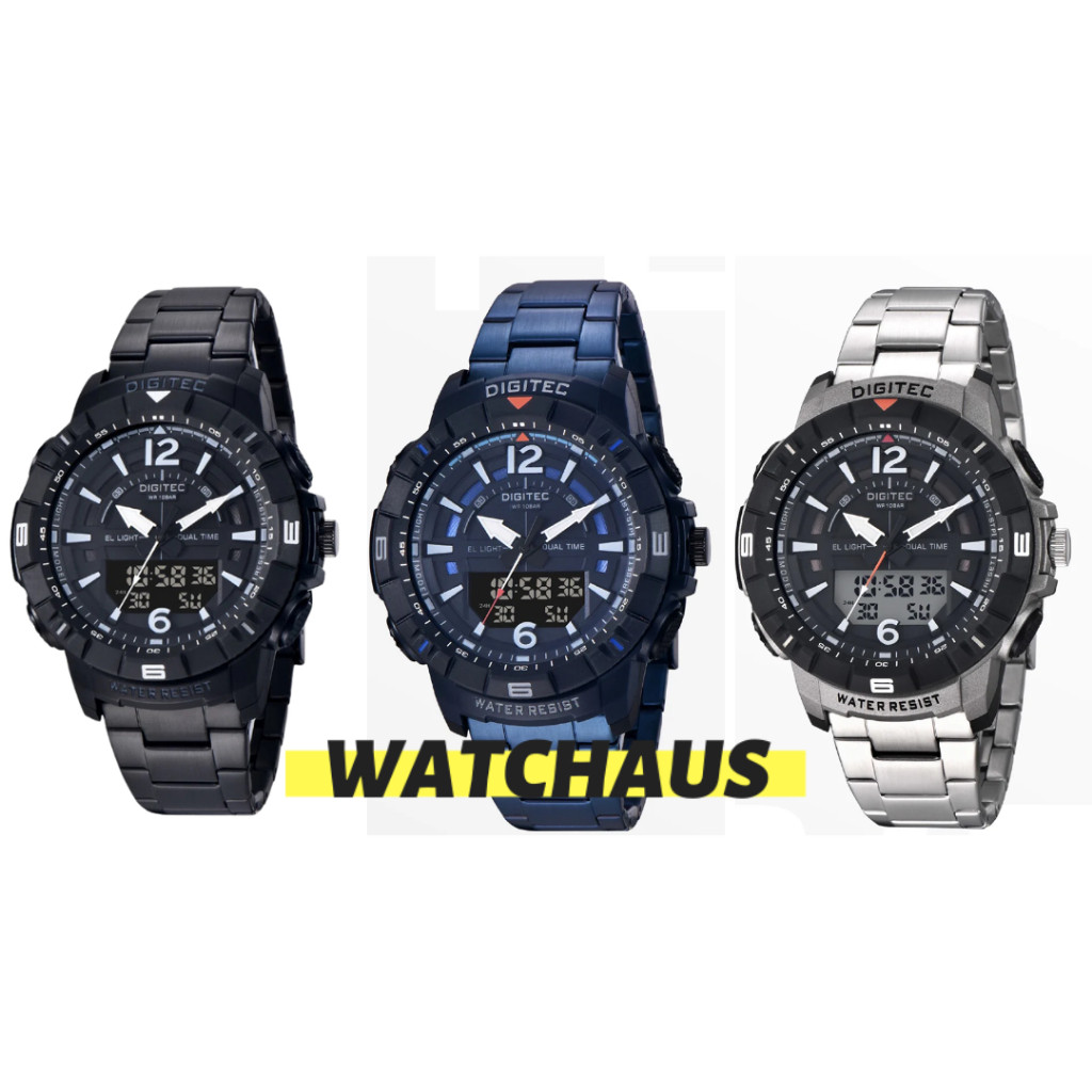 JAM TANGAN PRIA DIGITEC DA2131R DA 2131R DIGITAL ANALOG STAINLESS STRAP