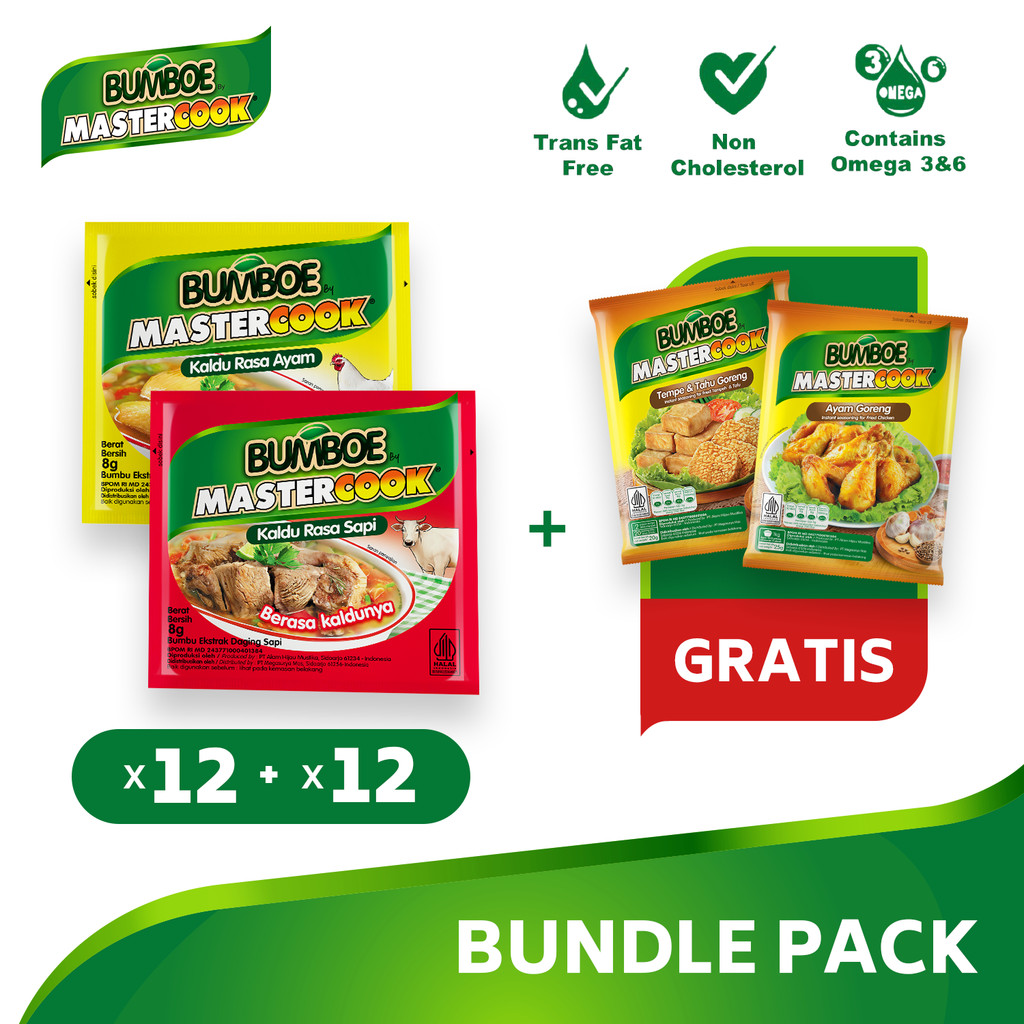 [BUNDLE] BUMBOE Kaldu Ayam 12x + Sapi 12x by Mastercook Free BumBoe Ayam Goreng + BumBoe Tempe Tahu