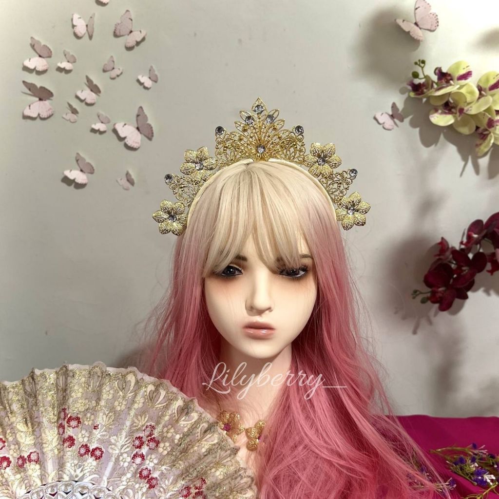 TERMURAH Bando Mahkota Hiasan Kepala Karnaval Festival Headpiece Hijab Wisuda Anak Wanita Mewah - Ra